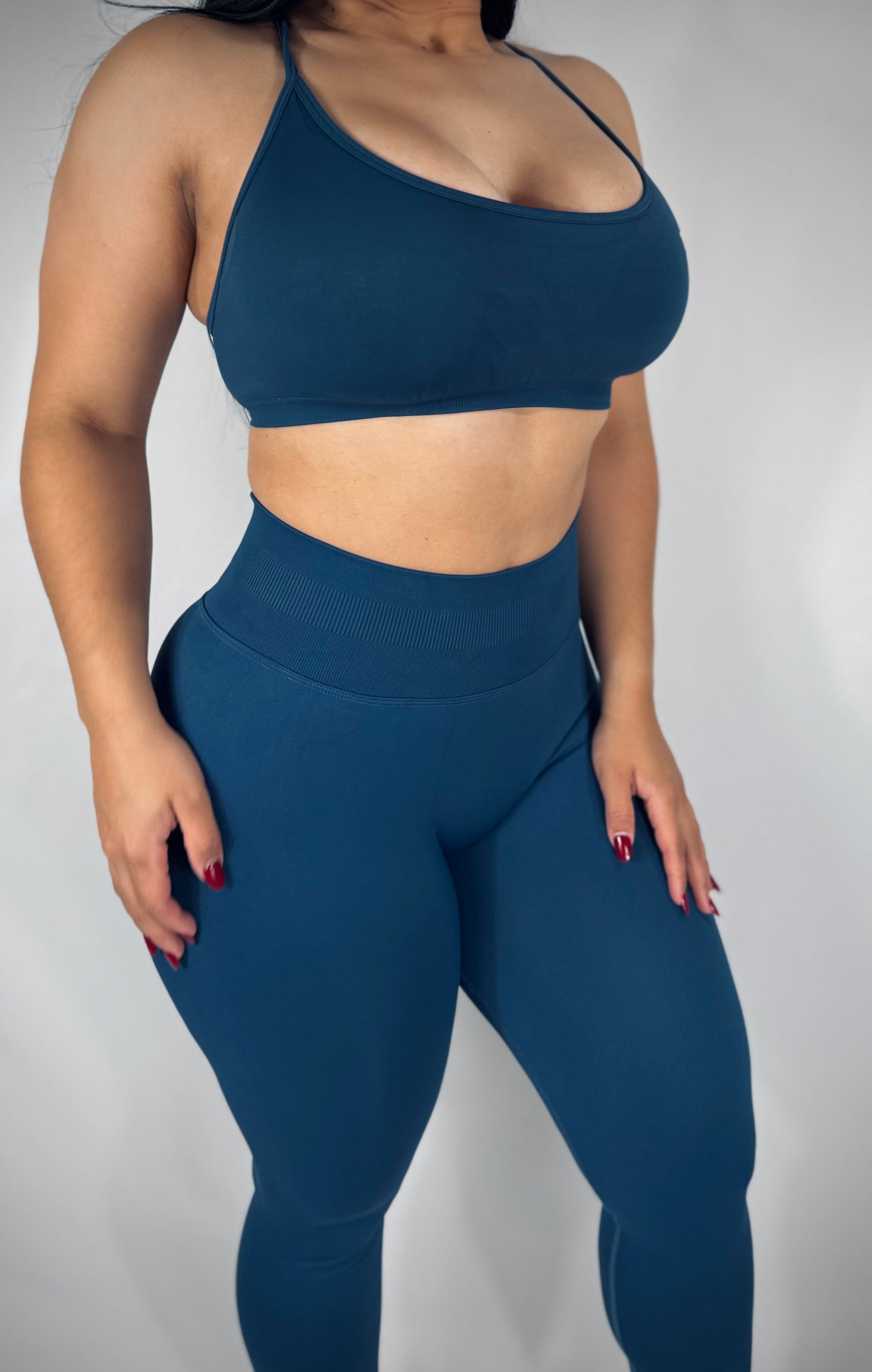 Strappy Back Sport Bra - DEEP BLUE