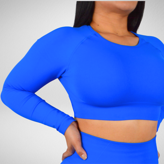 Royal Blue Soft & Flex Long Sleeve Crop-Top