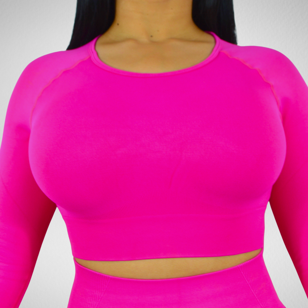 Pink Soft & Flex Long Sleeve Crop-Top