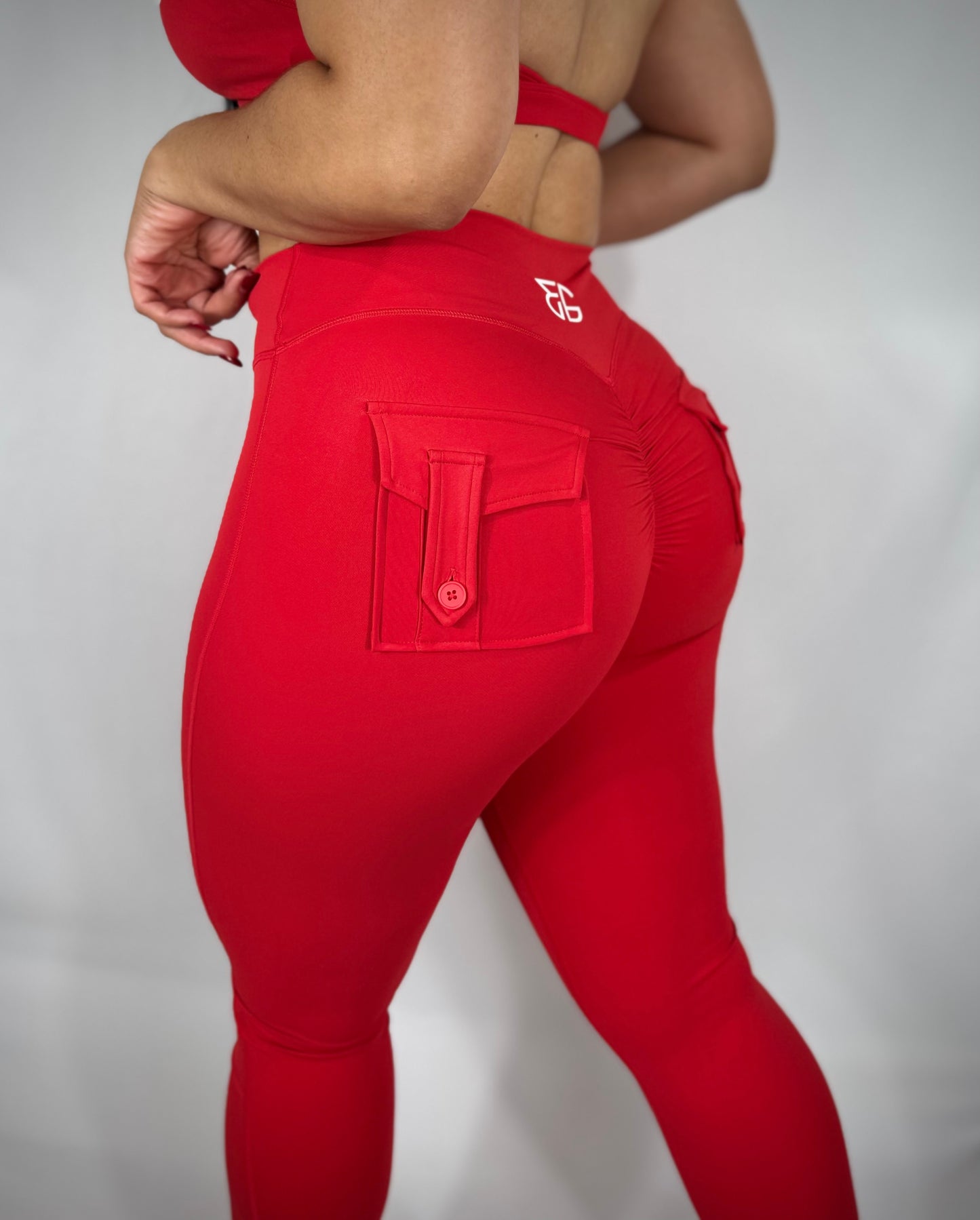 Glow Cargo Leggings - RED