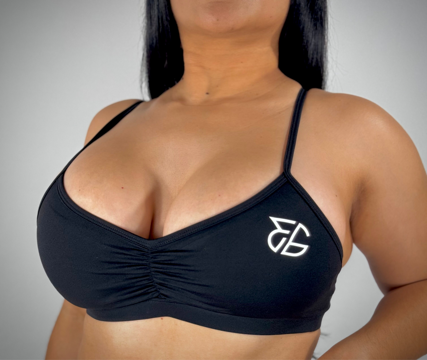 Glow Ruched Sport Bra - BLACK