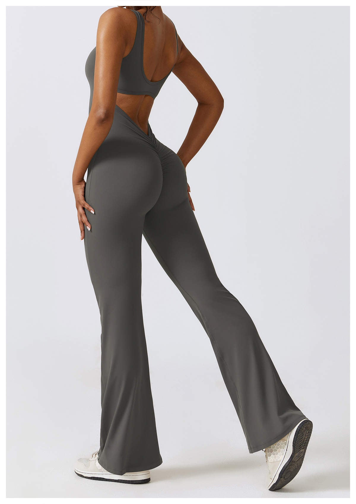 Flare Jumpsuit V-Back DARK GREY