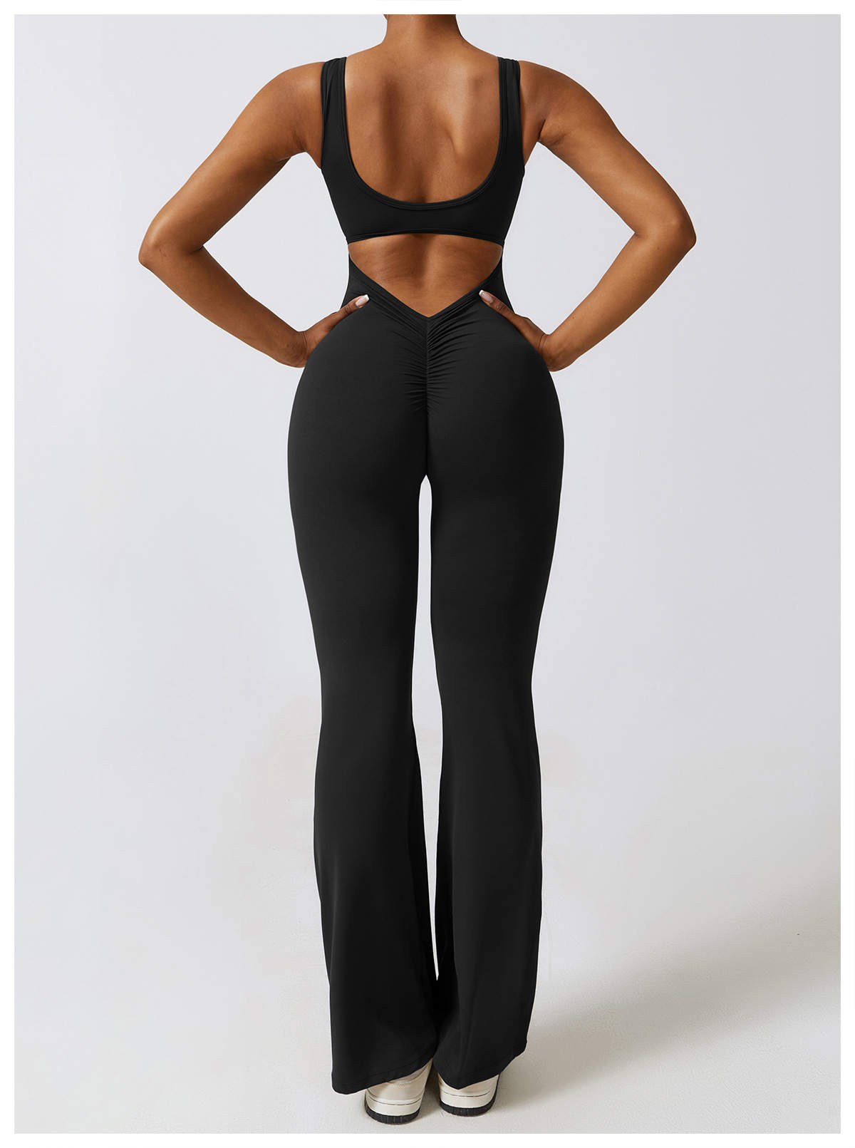 Flare Jumpsuit V-Back   BLACK